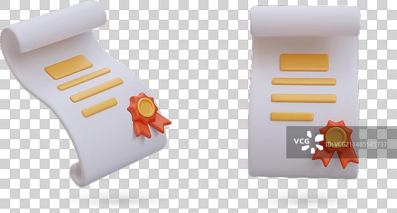 带金色印章和红色丝带的纸质证书图片素材