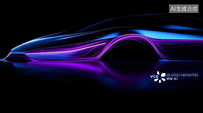 【AI数字艺术】未来概念汽车科幻灯光动感光影炫酷背景插画图片素材