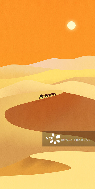 沙漠骆驼风景插画图片素材
