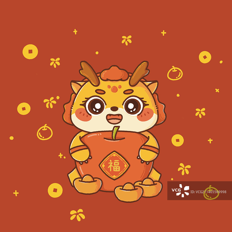 卡通龙年形象之平安喜乐图片素材