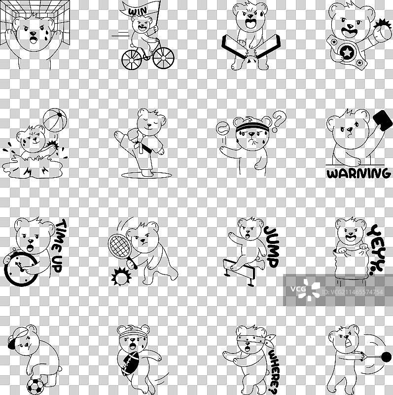 运动熊图案贴纸合集图片素材