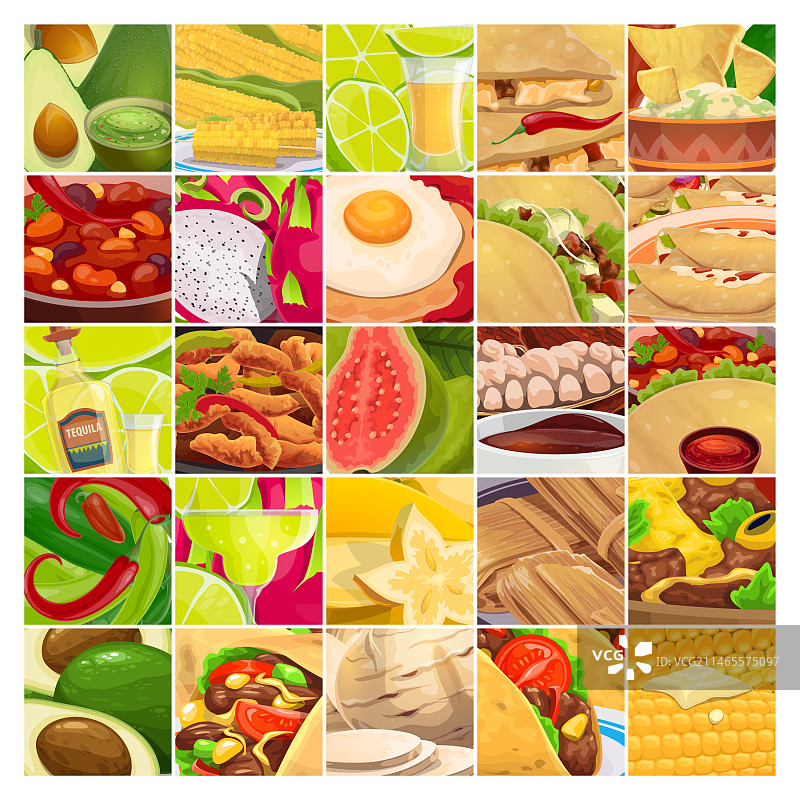 墨西哥美食拼贴：德克萨斯-墨西哥快餐图片素材