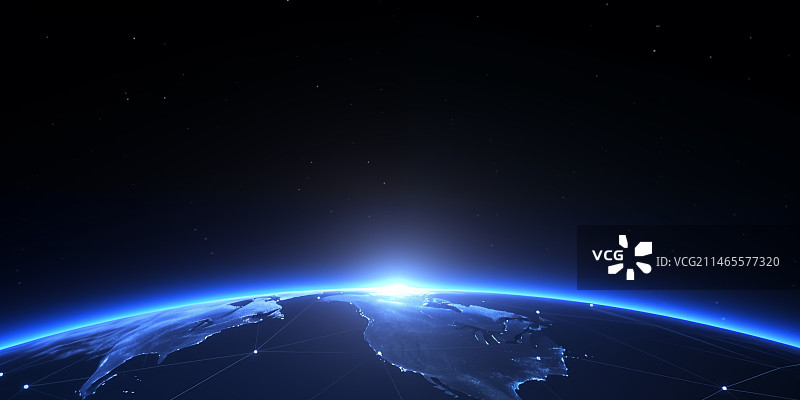 蔚蓝色地球日出地平线图片素材