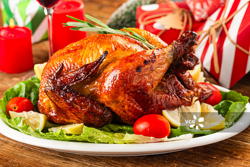 圣诞节烤鸡图片素材