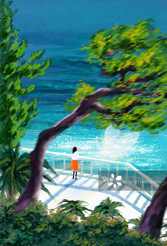 女孩海边度假奇遇图片素材