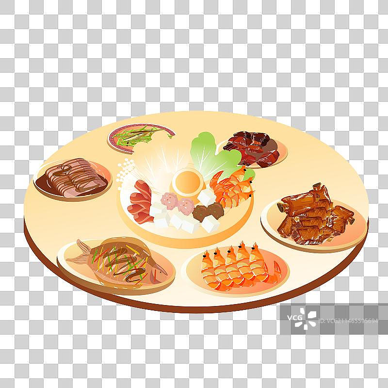 一桌团圆饭年夜饭元素图片素材