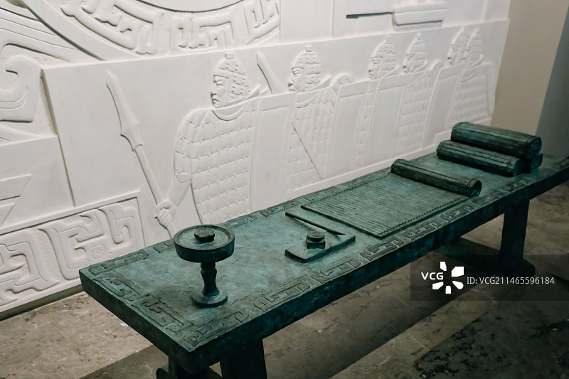 山东临沂银雀山汉墓竹简博物馆 孙子兵法 写作场景图片素材