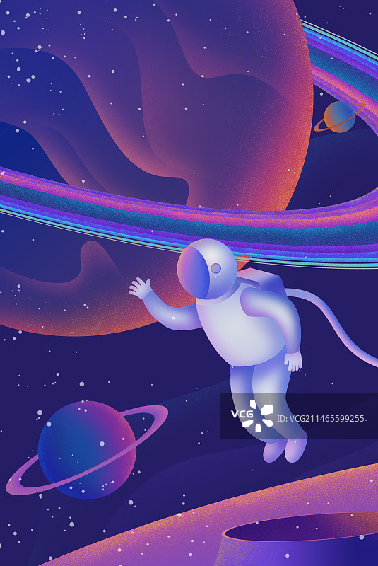 遨游在太空行星中的宇航员图片素材