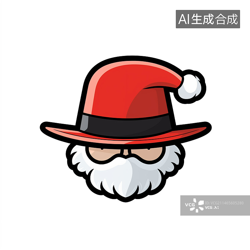 【AI数字艺术】可爱的圣诞节贴纸，圣诞老人贴纸，圣诞节，可爱，卡通，平面风，喜庆，鲜艳，商用，电商，插图，元素，配图图片素材