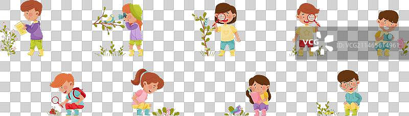 探索大自然的可爱小孩图片素材