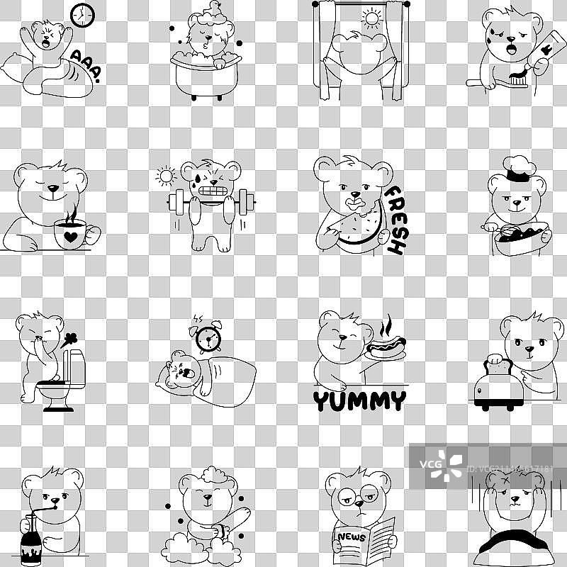 可爱的早安熊字形贴纸合集图片素材