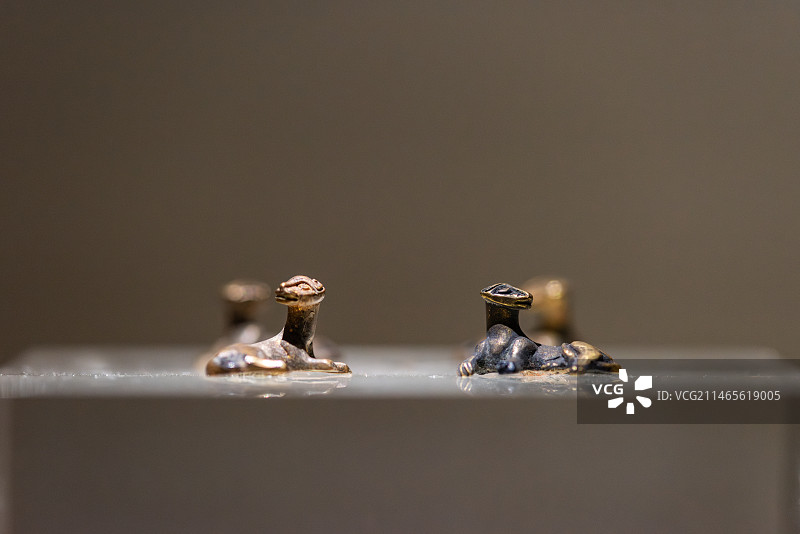 南越王博物院王墓展区展出的文物金兽饰图片素材