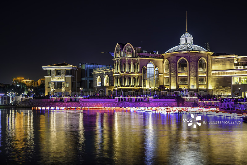 北京朝阳国际灯光节亮马河夜景图片素材