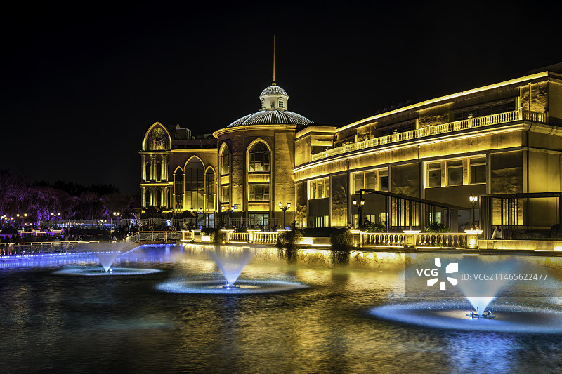 北京朝阳国际灯光节亮马河夜景图片素材