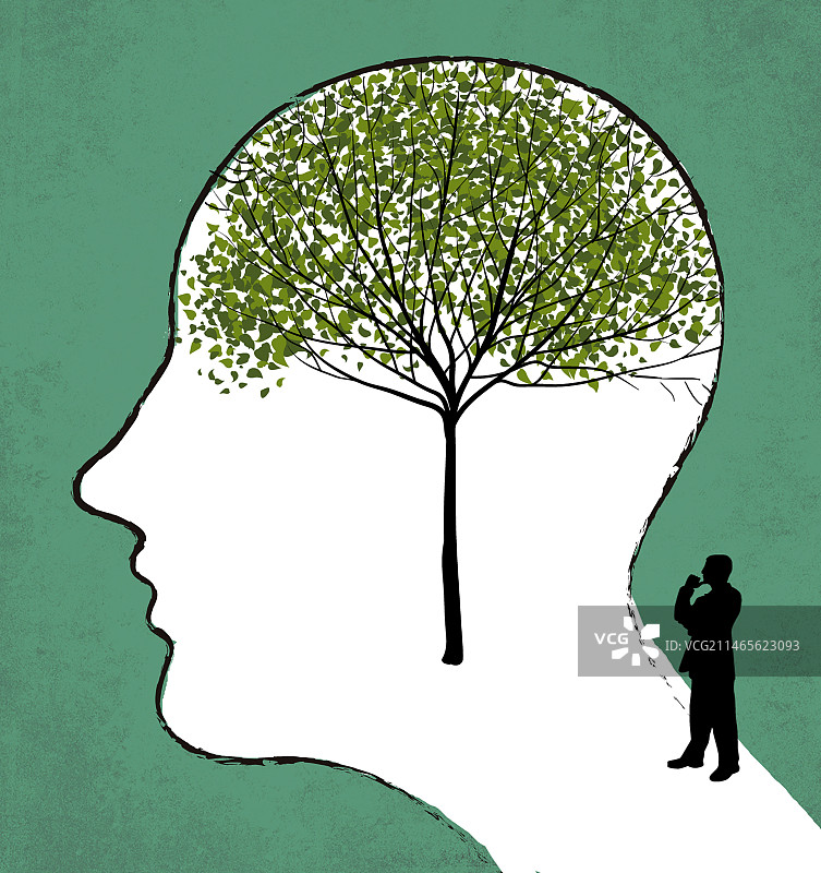 树状的大脑，思考的人，图片素材