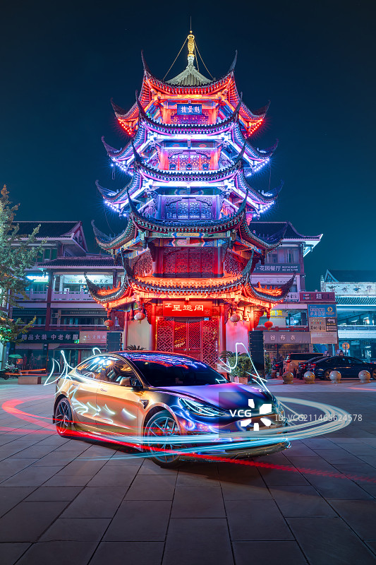 文运魁星夜 | 特斯拉Model Y图片素材