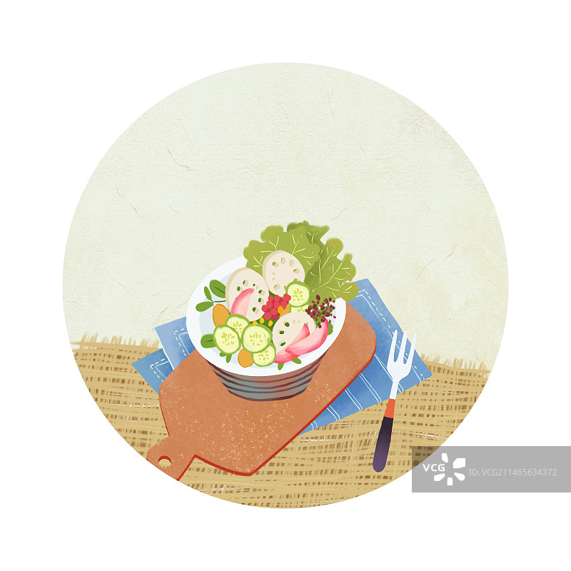 一碗时令蔬菜沙拉。图片素材