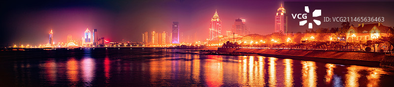 青岛栈桥夜景图片素材