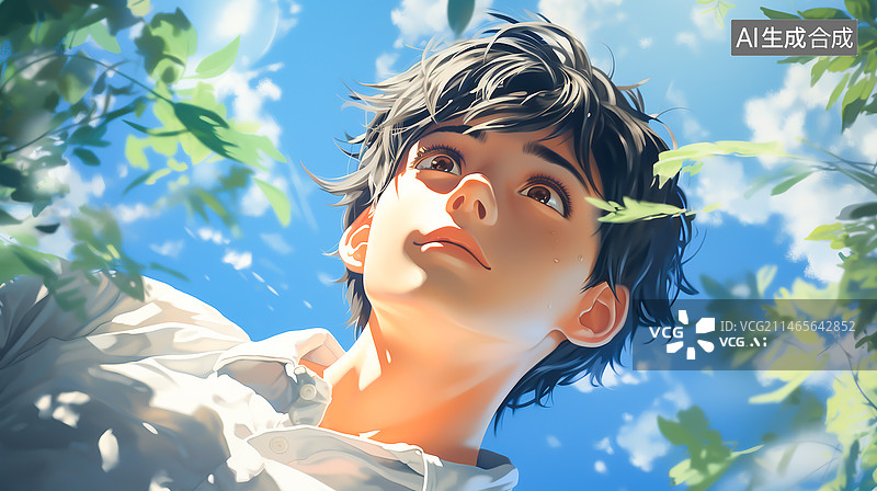 【AI数字艺术】阳光帅气日漫男孩插画图片素材
