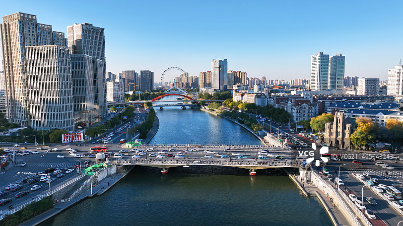 航拍天津海河风光图片素材