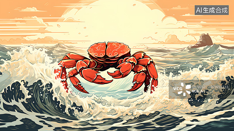 【AI数字艺术】螃蟹插画图片素材