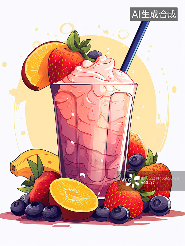 【AI数字艺术】美味水果果汁饮品图片素材