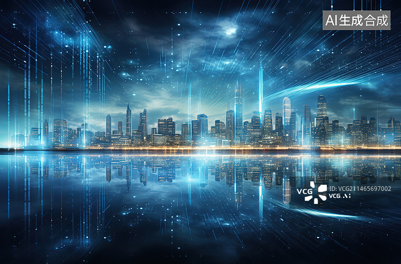 【AI数字艺术】城市风光大数据概念图片素材