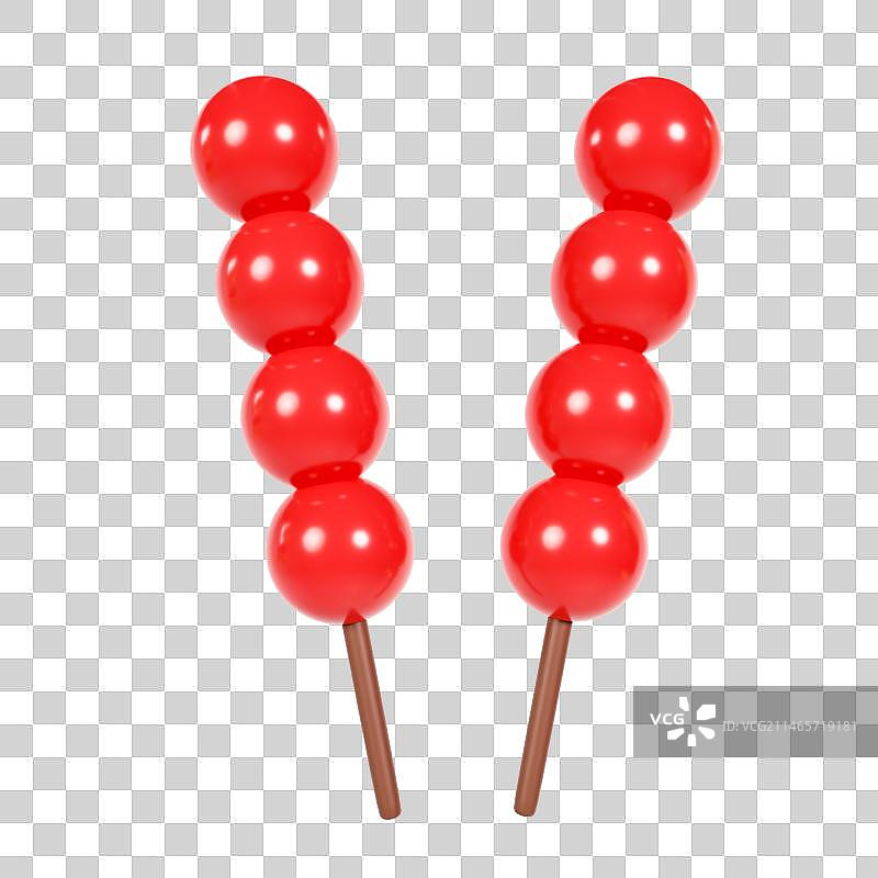 C4D立体冰糖葫芦春节小吃春节元素图片素材