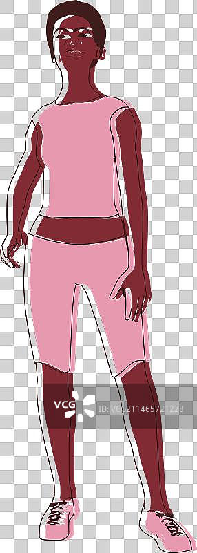 站立的非洲裔美国运动女孩图片素材