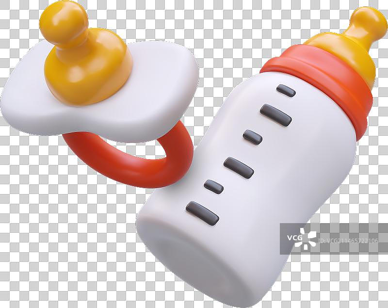 3D大号婴儿奶瓶食品和婴儿正畸奶嘴图片素材