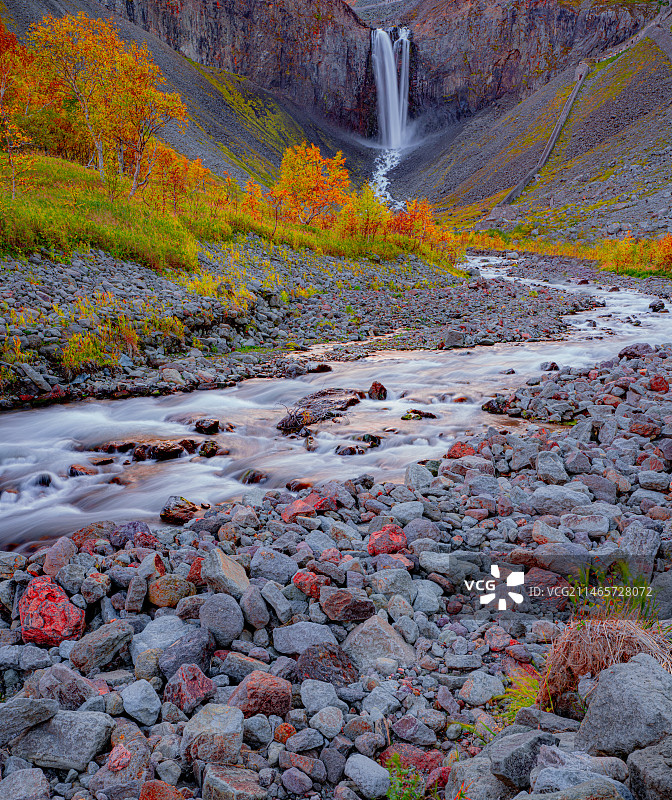 长白山瀑布：流光溢彩，婆娑起舞图片素材