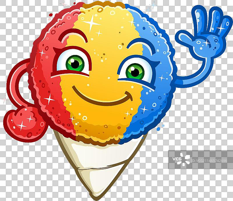 卡通微笑招手彩虹刨冰图片素材