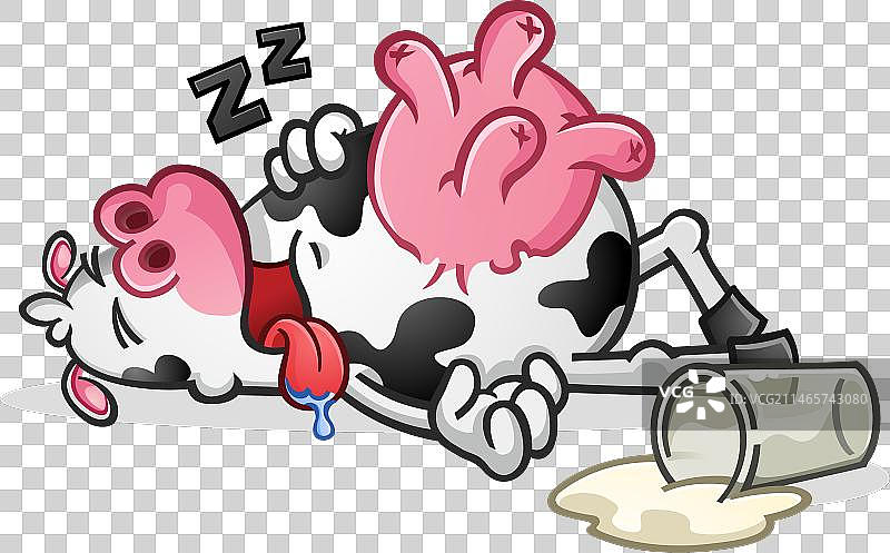 因喝牛奶而昏倒的卡通奶牛图片素材