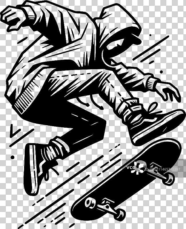 街头滑板空中技巧展示图片素材