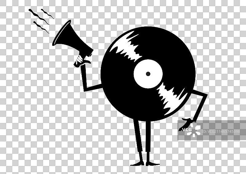 拿着扩音器的卡通唱片图片素材