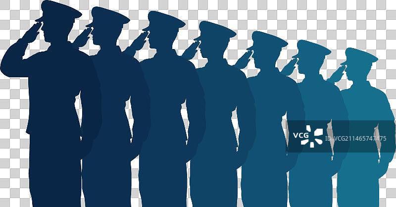 列队敬礼的士兵图片素材