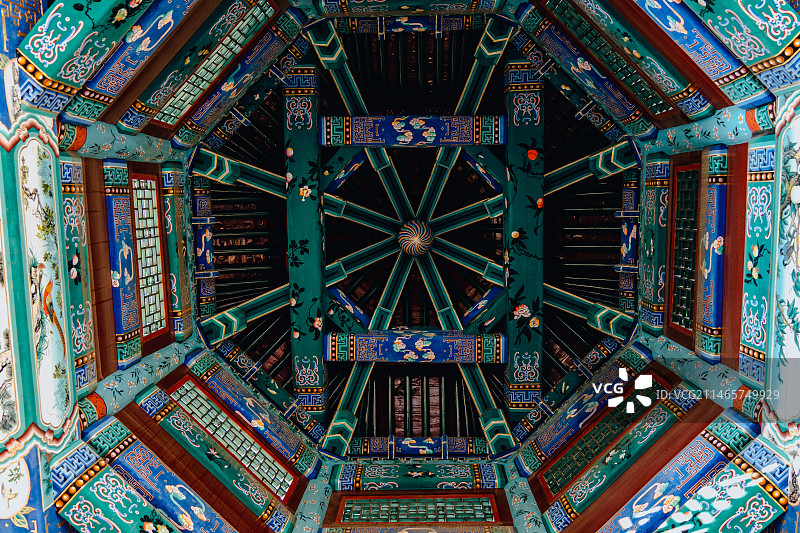 北京中山公园亭子藻井图片素材