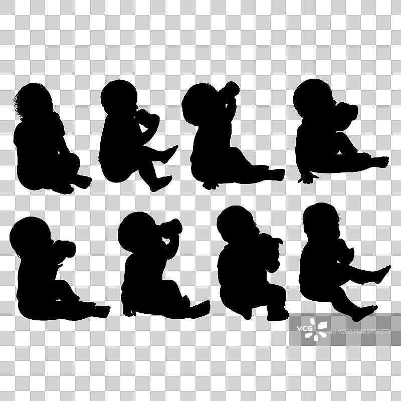 婴儿剪影喝奶瓶图片素材