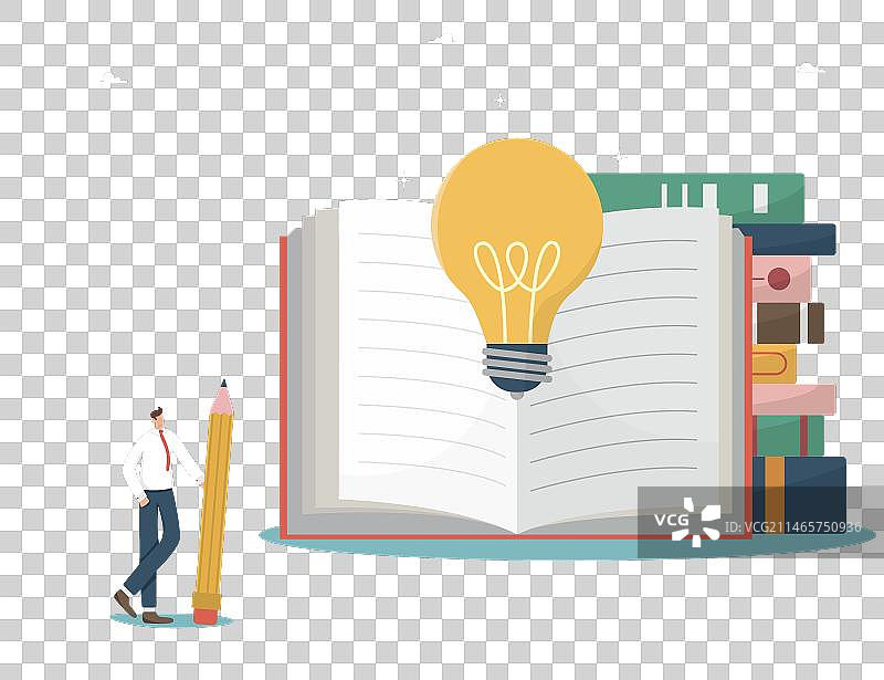 男子站在打开的书本旁图片素材