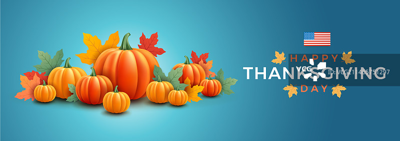 南瓜落叶感恩节banner图片素材