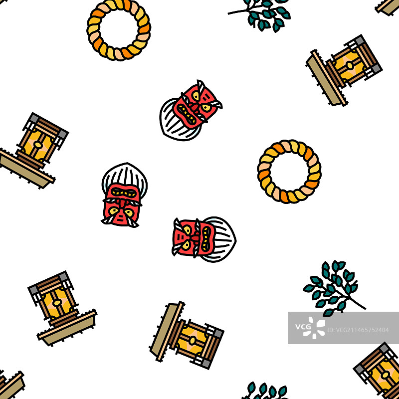 日本神道神社无缝图案图片素材