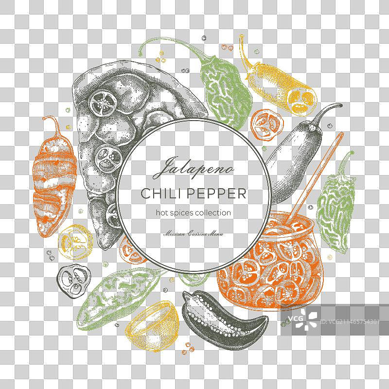 墨西哥美食餐厅菜单花环设计图片素材
