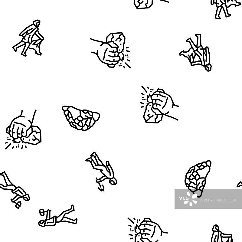 人类进化穴居人无缝背景图片素材