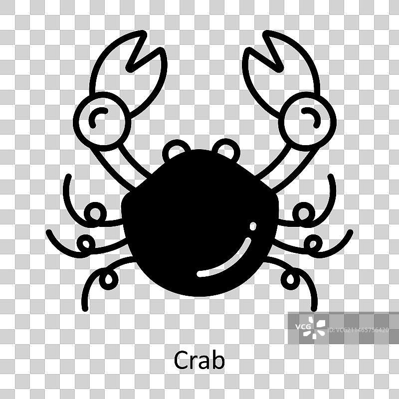 螃蟹涂鸦半实体图标设计图片素材