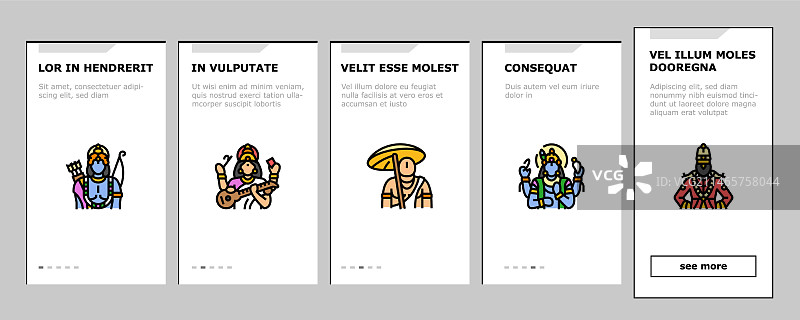 印度教克里希纳神图标集图片素材