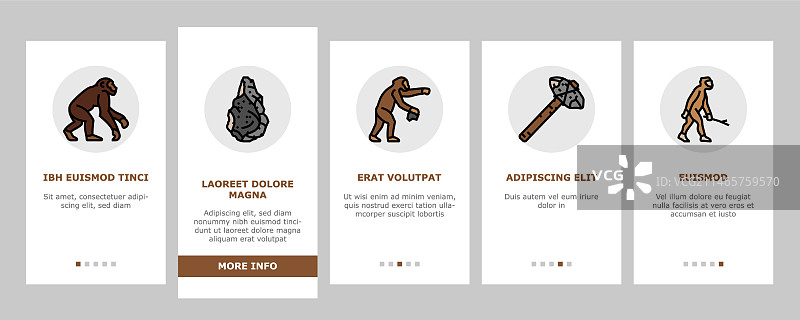 人类进化穴居人入门图标集图片素材