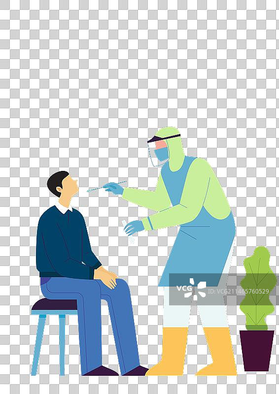 年轻人进行COVID-19检测图片素材