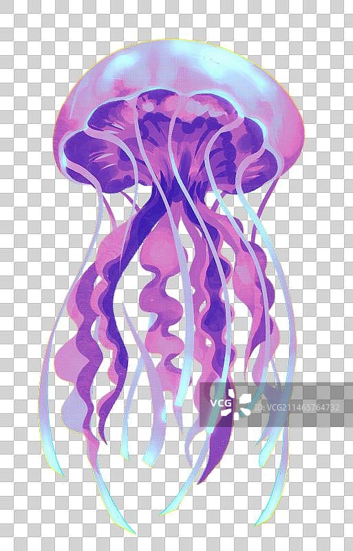 蓝色水母海洋插画元素图片素材
