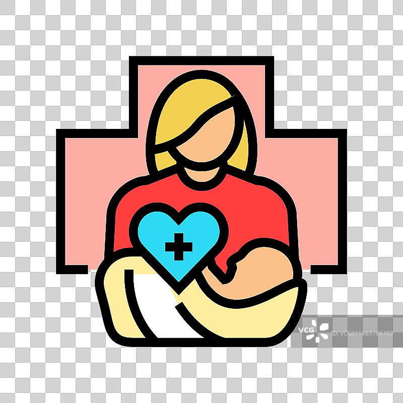产后护理妇科医生彩色图标图片素材