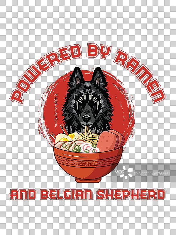 拉面寿司与比利时牧羊犬设计图片素材